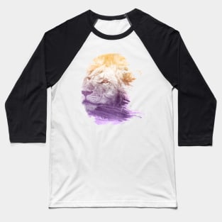 Lion Superimposed Watercolor Baseball T-Shirt